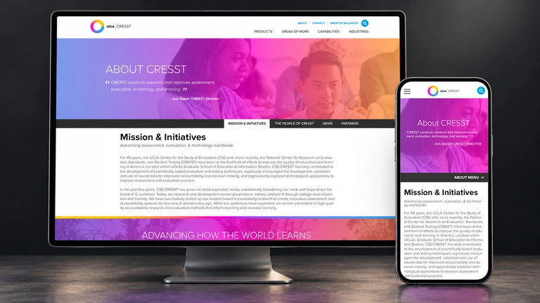 UCLA CRESST website shown on desktop and mobile devices