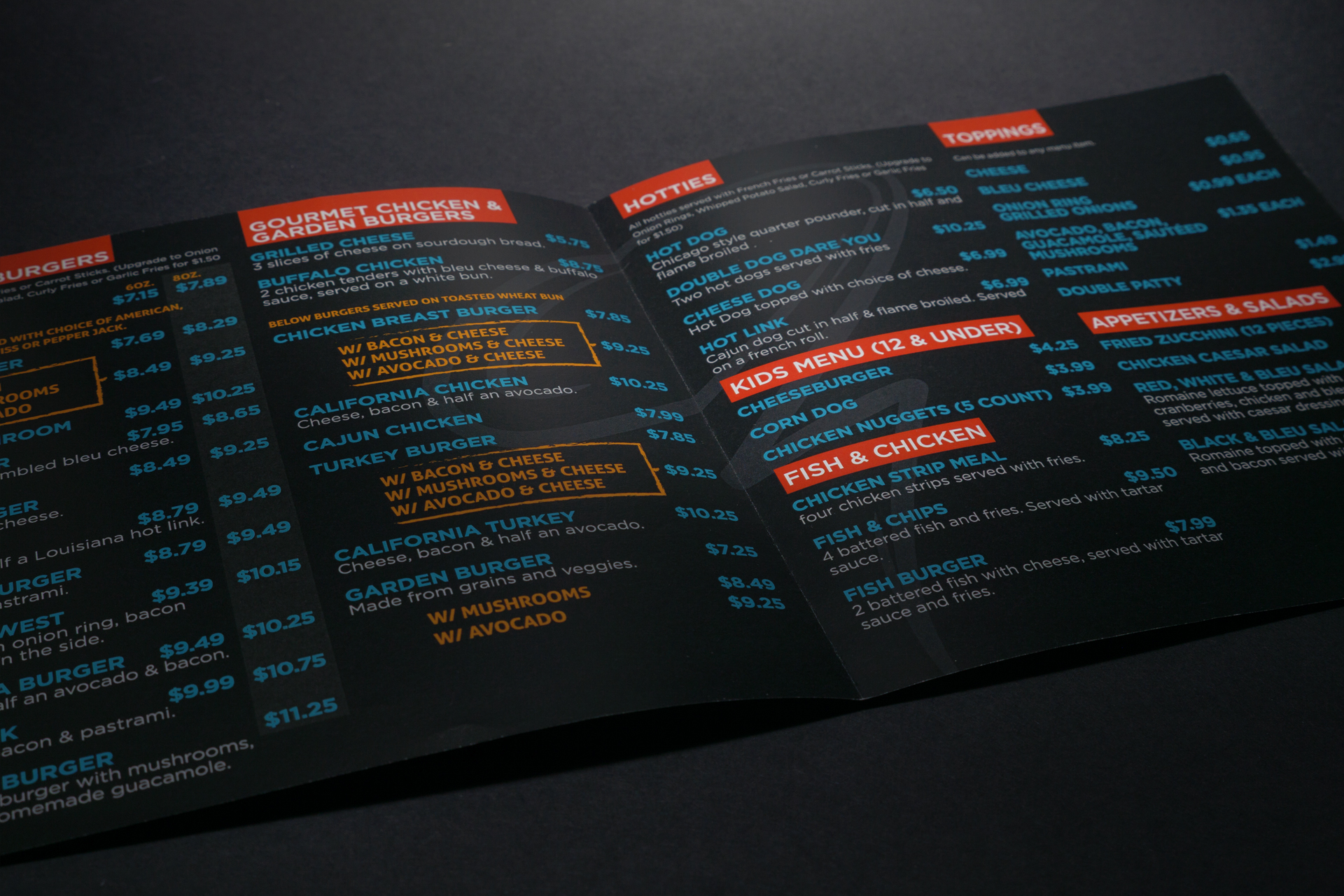 Multi-panel restaurant menu design